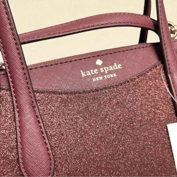 Kate Spade Shimmy Glitter Lola Satchel — Deep Nova Burgundy - Picture 4 of 10